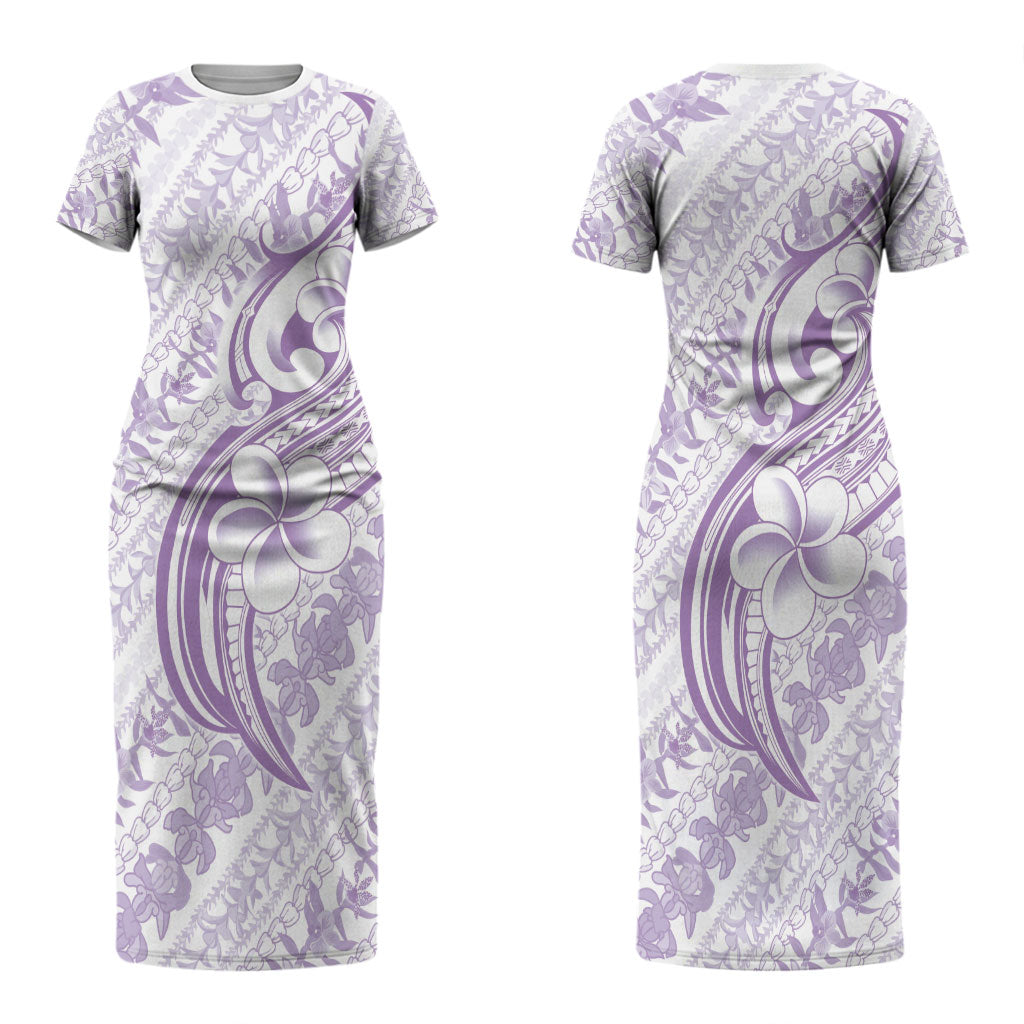 Hawaii Plumeria Lokelani Pikake Lei Couples Matching Short Sleeve Bodycon Dress and Hawaiian Shirt Poni Polynesian Tattoo LT9 - Polynesian Pride