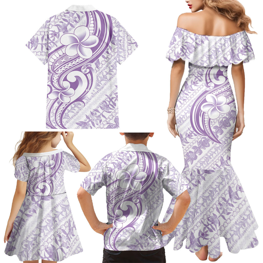 Hawaii Plumeria Lokelani Pikake Lei Family Matching Mermaid Dress and Hawaiian Shirt Poni Polynesian Tattoo LT9 - Polynesian Pride