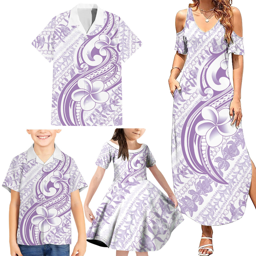 Hawaii Plumeria Lokelani Pikake Lei Family Matching Summer Maxi Dress and Hawaiian Shirt Poni Polynesian Tattoo LT9 - Polynesian Pride