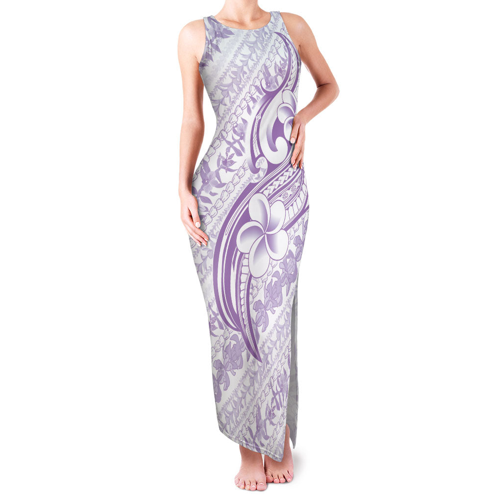 Hawaii Plumeria Lokelani Pikake Lei Family Matching Tank Maxi Dress and Hawaiian Shirt Poni Polynesian Tattoo LT9 Mom's Dress Purple - Polynesian Pride