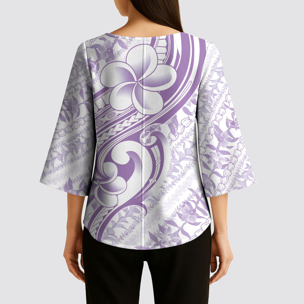 Hawaii Plumeria Lokelani Pikake Lei Kimono Sleeve Blouse Poni Polynesian Tattoo