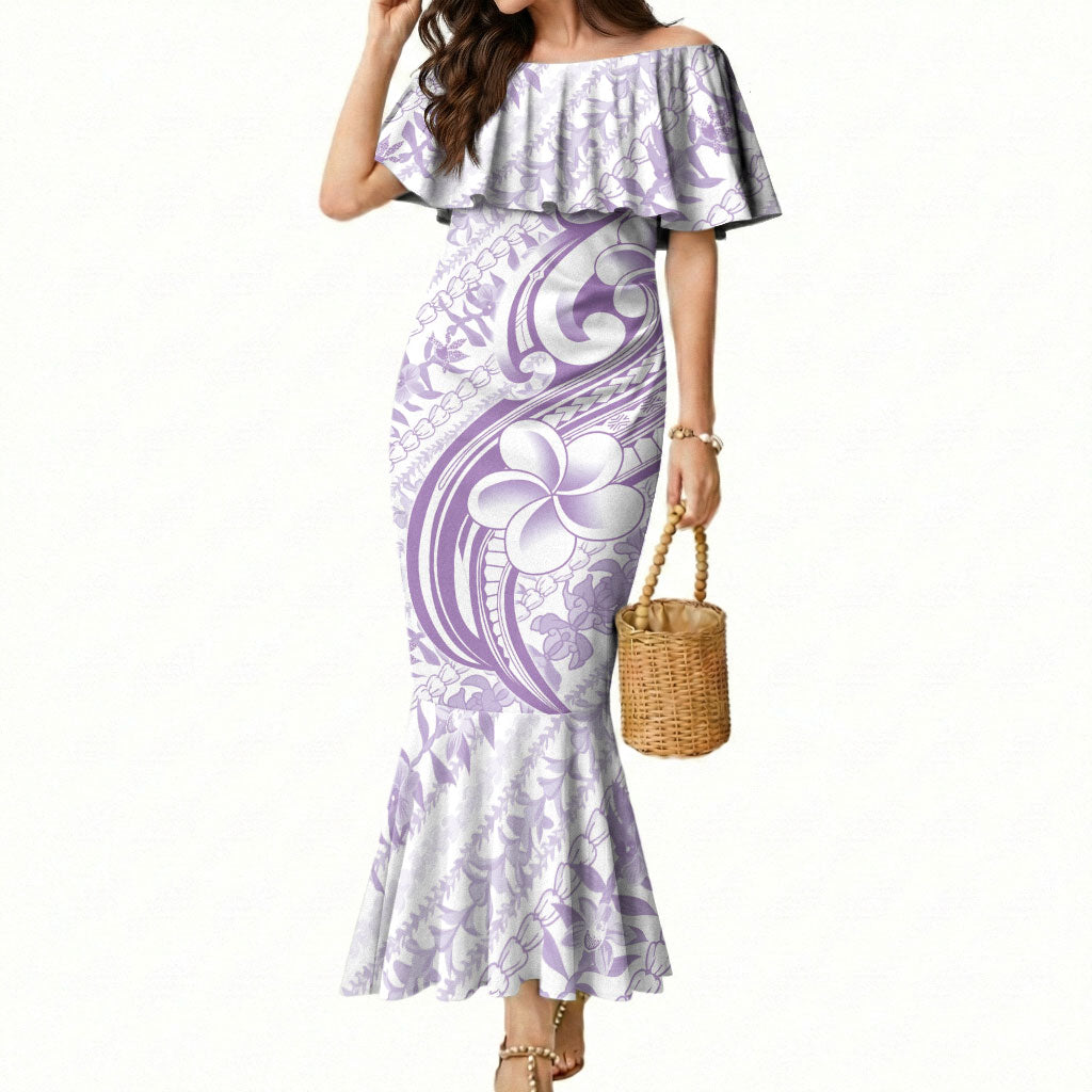 Hawaii Plumeria Lokelani Pikake Lei Mermaid Dress Poni Polynesian Tattoo LT9 Women Purple - Polynesian Pride