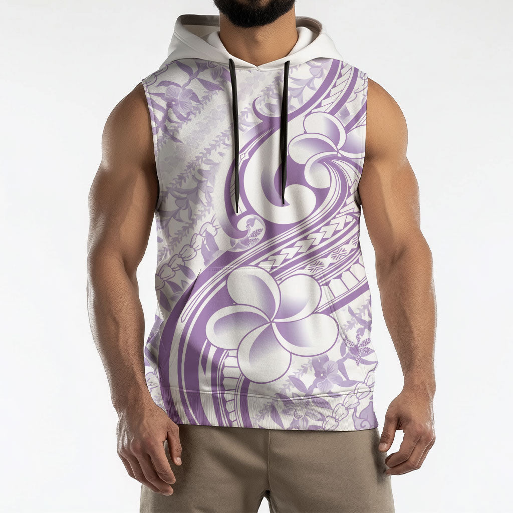 Hawaii Plumeria Lokelani Pikake Lei Sleeveless Hoodie Poni Polynesian Tattoo
