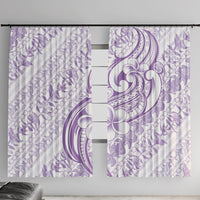 Hawaii Plumeria Lokelani Pikake Lei Window Curtain Poni Polynesian Tattoo LT9 With Hooks Purple - Polynesian Pride
