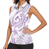 Hawaii Plumeria Lokelani Pikake Lei Women Sleeveless Polo Shirt Poni Polynesian Tattoo LT9 - Polynesian Pride