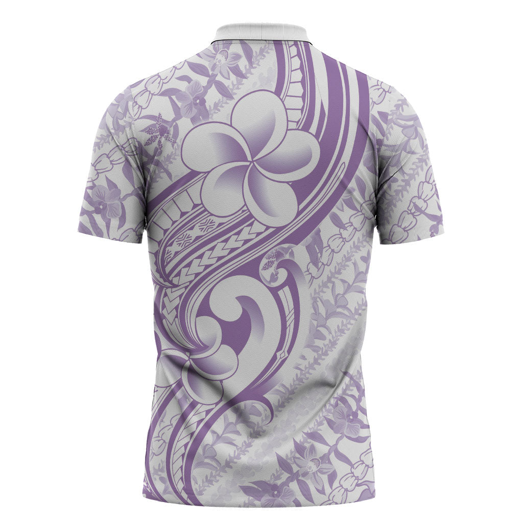 Hawaii Plumeria Lokelani Pikake Lei Zipper Polo Shirt Poni Polynesian Tattoo