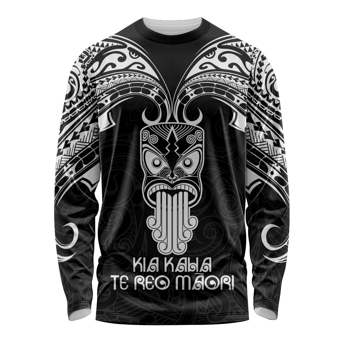 New Zealand Te Reo Maori Long Sleeve Shirt Kia Kaha Maori Language Week Black Style LT9 Unisex Black - Polynesian Pride