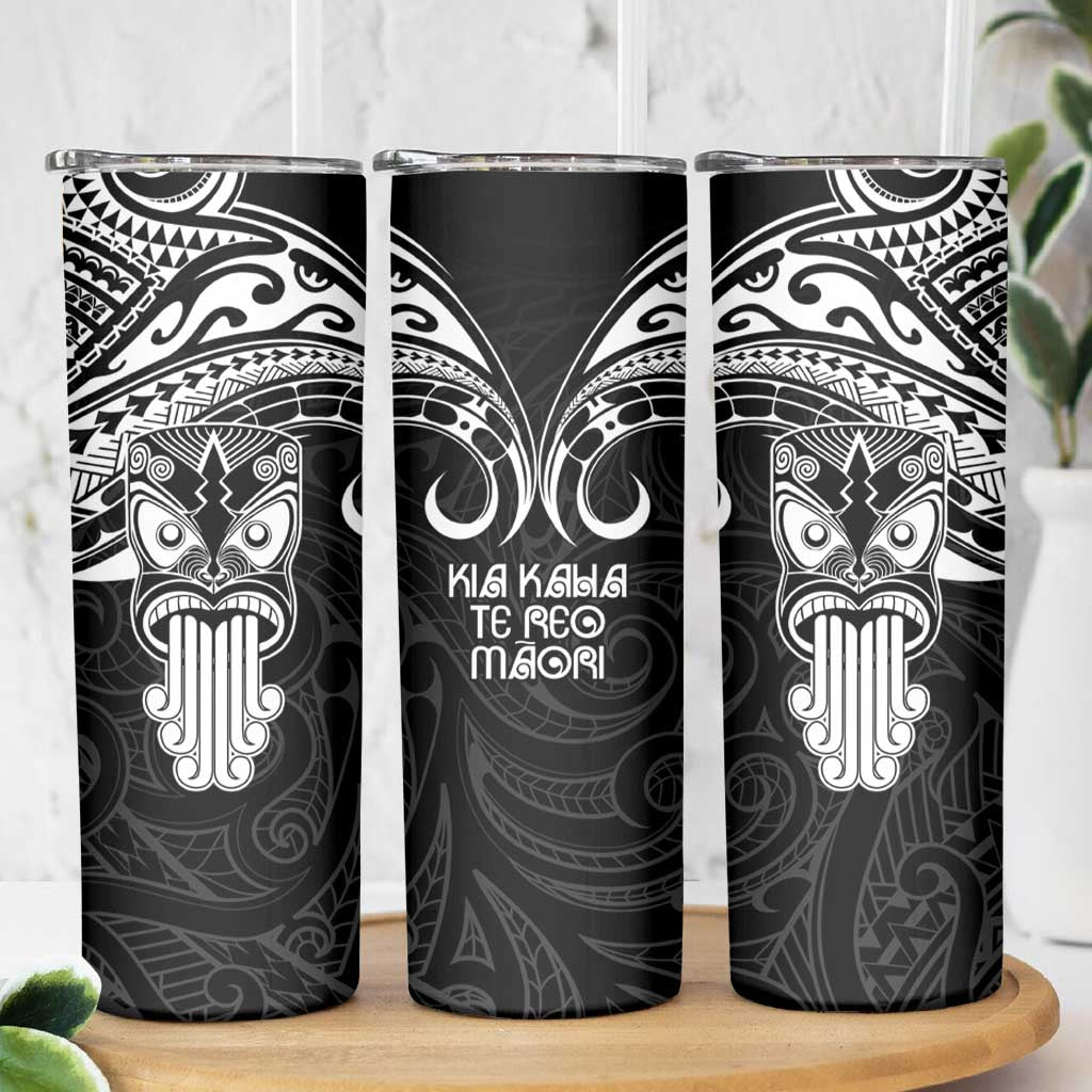 New Zealand Te Reo Maori Skinny Tumbler Kia Kaha Maori Language Week Black Style LT9 - Polynesian Pride