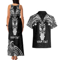 Personalised New Zealand Te Reo Maori Couples Matching Tank Maxi Dress and Hawaiian Shirt Kia Kaha Maori Language Week Black Style LT9 - Polynesian Pride