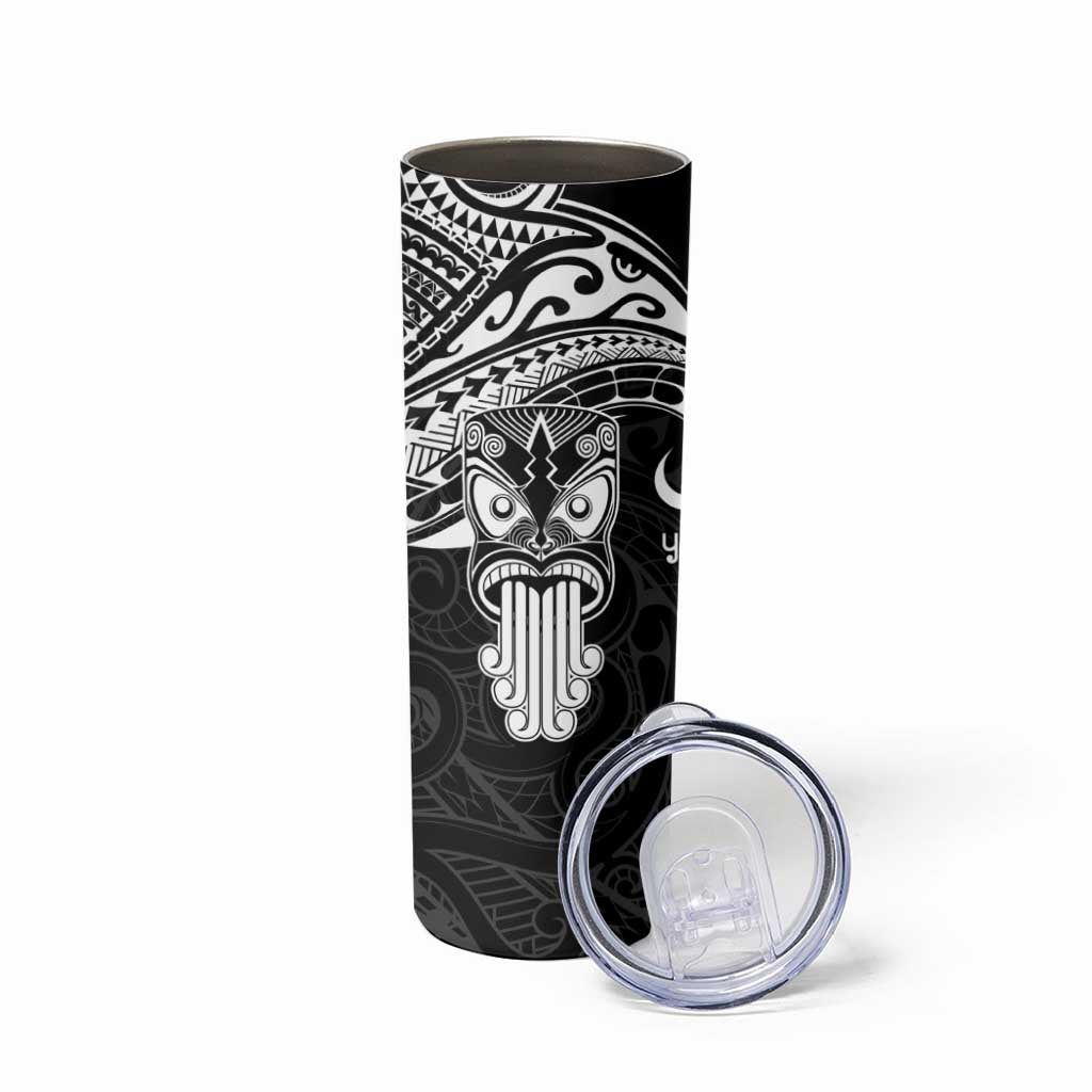 Personalised New Zealand Te Reo Maori Skinny Tumbler Kia Kaha Maori Language Week Black Style LT9 - Polynesian Pride