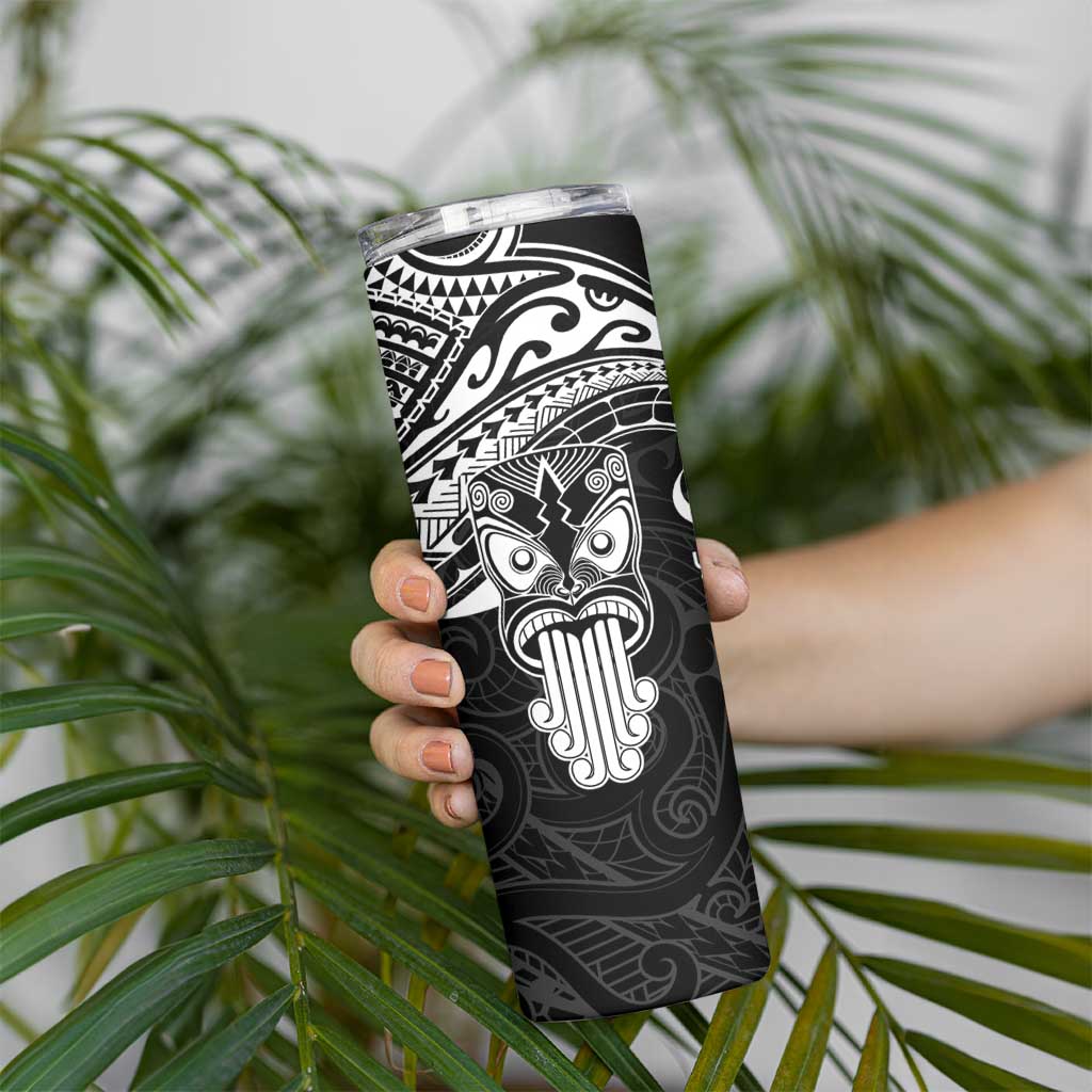 Personalised New Zealand Te Reo Maori Skinny Tumbler Kia Kaha Maori Language Week Black Style LT9 - Polynesian Pride