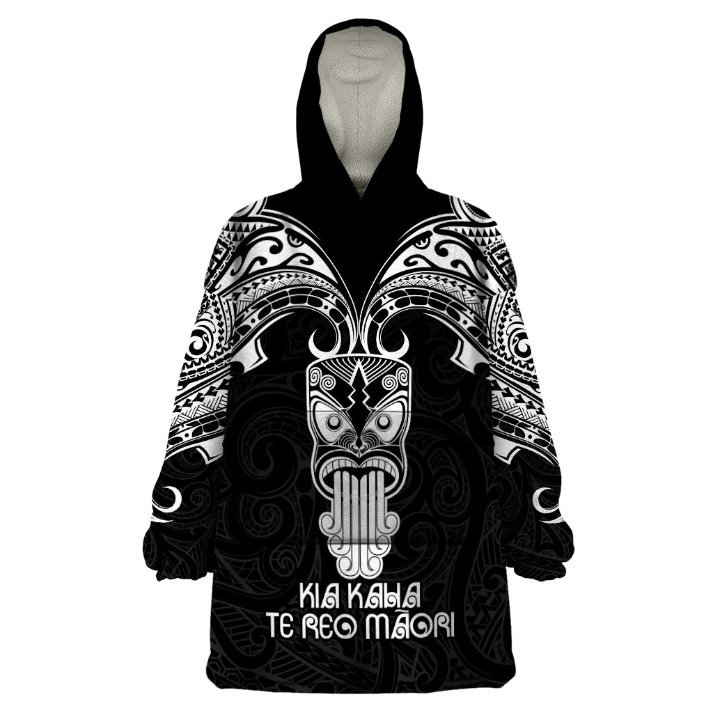 Personalised New Zealand Te Reo Maori Wearable Blanket Hoodie Kia Kaha Maori Language Week Black Style LT9 One Size Black - Polynesian Pride