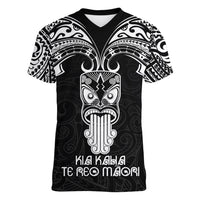 Personalised New Zealand Te Reo Maori Women V Neck T Shirt Kia Kaha Maori Language Week Black Style LT9 Female Black - Polynesian Pride