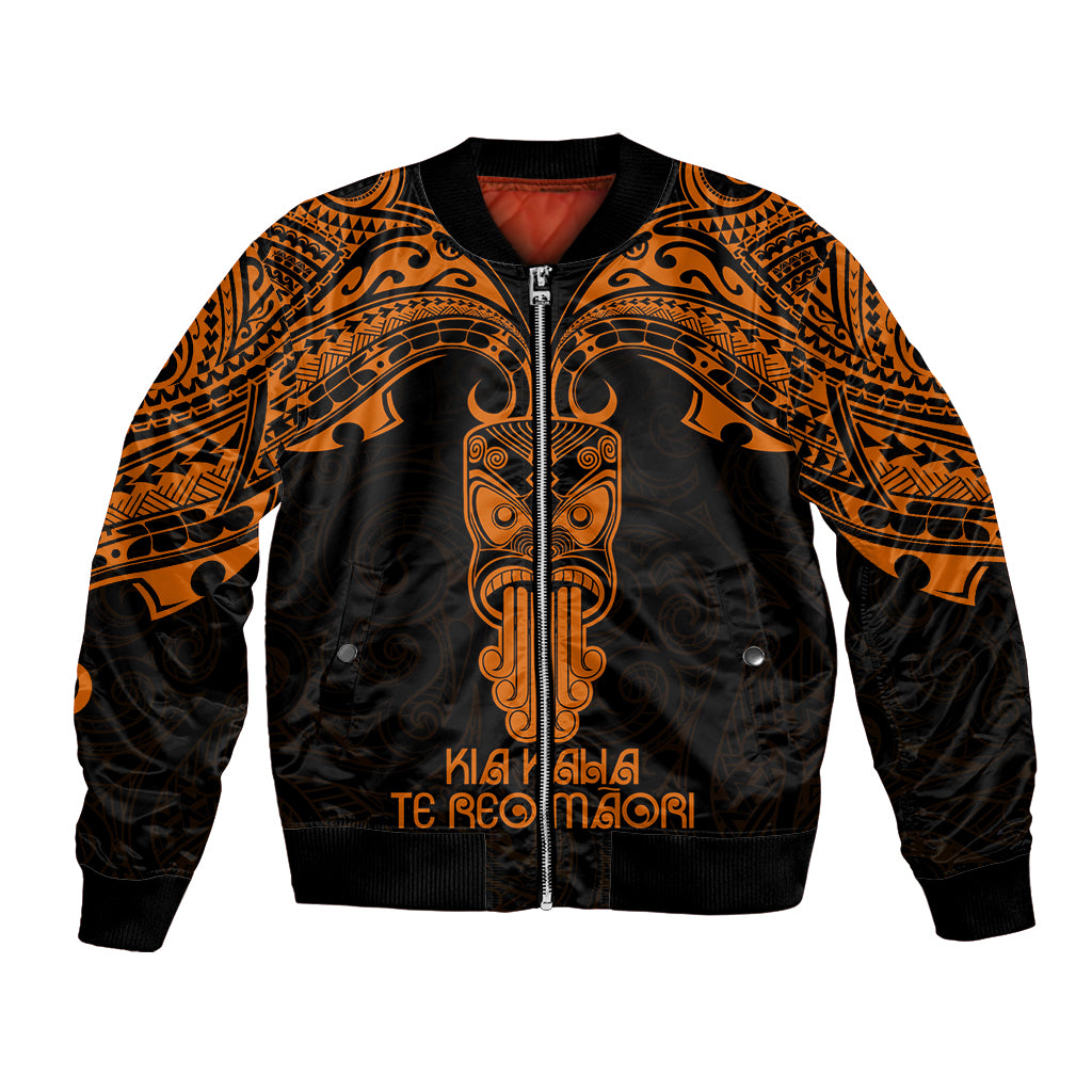 Personalised New Zealand Te Reo Maori Bomber Jacket Kia Kaha Maori Language Week Gold Style LT9 Unisex Gold - Polynesian Pride