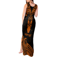 Personalised New Zealand Te Reo Maori Tank Maxi Dress Kia Kaha Maori Language Week Gold Style LT9 - Polynesian Pride