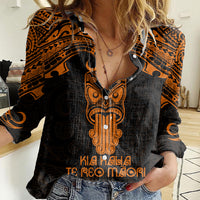 Personalised New Zealand Te Reo Maori Women Casual Shirt Kia Kaha Maori Language Week Gold Style LT9 Female Gold - Polynesian Pride
