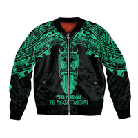 Personalised New Zealand Te Reo Maori Bomber Jacket Kia Kaha Maori Language Week Green Style LT9 Unisex Green - Polynesian Pride
