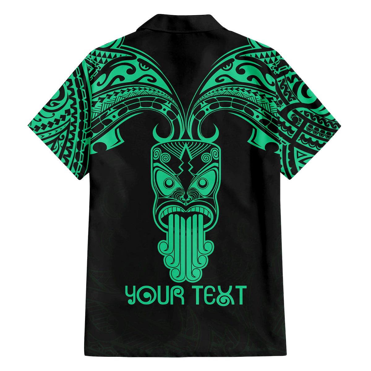 Personalised New Zealand Te Reo Maori Family Matching Off Shoulder Long Sleeve Dress and Hawaiian Shirt Kia Kaha Maori Language Week Green Style LT9 - Polynesian Pride