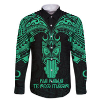 Personalised New Zealand Te Reo Maori Family Matching Tank Maxi Dress and Hawaiian Shirt Kia Kaha Maori Language Week Green Style LT9 Dad's Shirt - Long Sleeve Green - Polynesian Pride