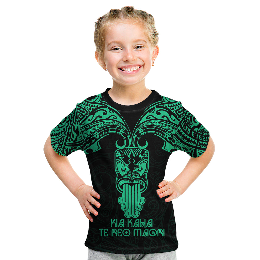 Personalised New Zealand Te Reo Maori Kid T Shirt Kia Kaha Maori Language Week Green Style LT9 Green - Polynesian Pride