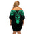 Personalised New Zealand Te Reo Maori Off Shoulder Short Dress Kia Kaha Maori Language Week Green Style LT9 - Polynesian Pride