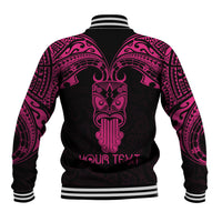 Personalised New Zealand Te Reo Maori Baseball Jacket Kia Kaha Maori Language Week Pink Style LT9 - Polynesian Pride