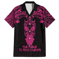 Personalised New Zealand Te Reo Maori Family Matching Long Sleeve Bodycon Dress and Hawaiian Shirt Kia Kaha Maori Language Week Pink Style LT9 Dad's Shirt - Short Sleeve Pink - Polynesian Pride