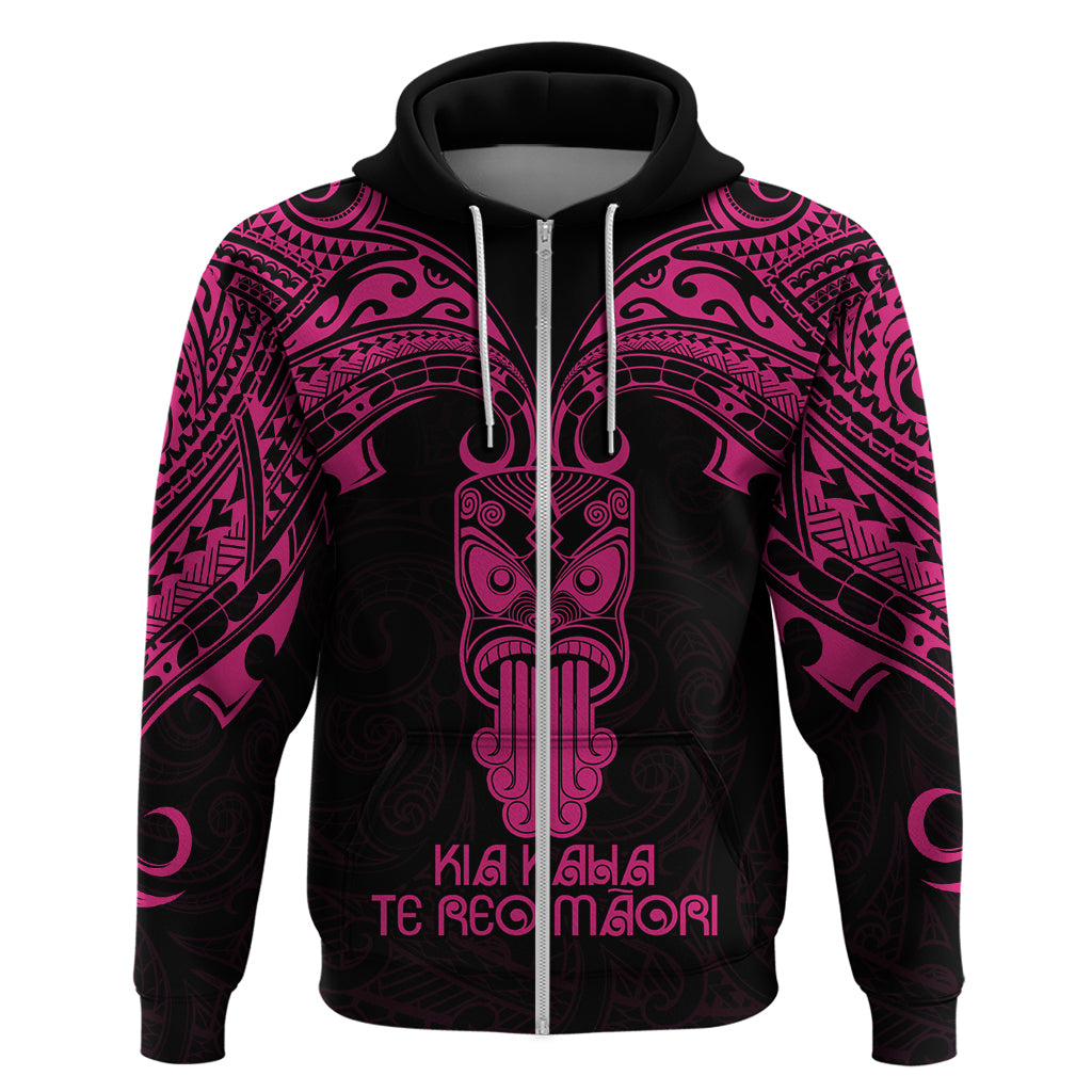 Personalised New Zealand Te Reo Maori Hoodie Kia Kaha Maori Language Week Pink Style LT9 - Polynesian Pride