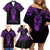 Personalised New Zealand Te Reo Maori Family Matching Off Shoulder Short Dress and Hawaiian Shirt Kia Kaha Maori Language Week Purple Style LT9 - Polynesian Pride