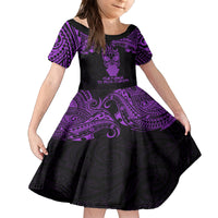 Personalised New Zealand Te Reo Maori Family Matching Puletasi Dress and Hawaiian Shirt Kia Kaha Maori Language Week Purple Style LT9 Daughter's Dress Purple - Polynesian Pride