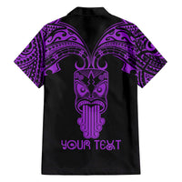 Personalised New Zealand Te Reo Maori Family Matching Puletasi Dress and Hawaiian Shirt Kia Kaha Maori Language Week Purple Style LT9 - Polynesian Pride