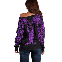 Personalised New Zealand Te Reo Maori Off Shoulder Sweater Kia Kaha Maori Language Week Purple Style LT9 - Polynesian Pride