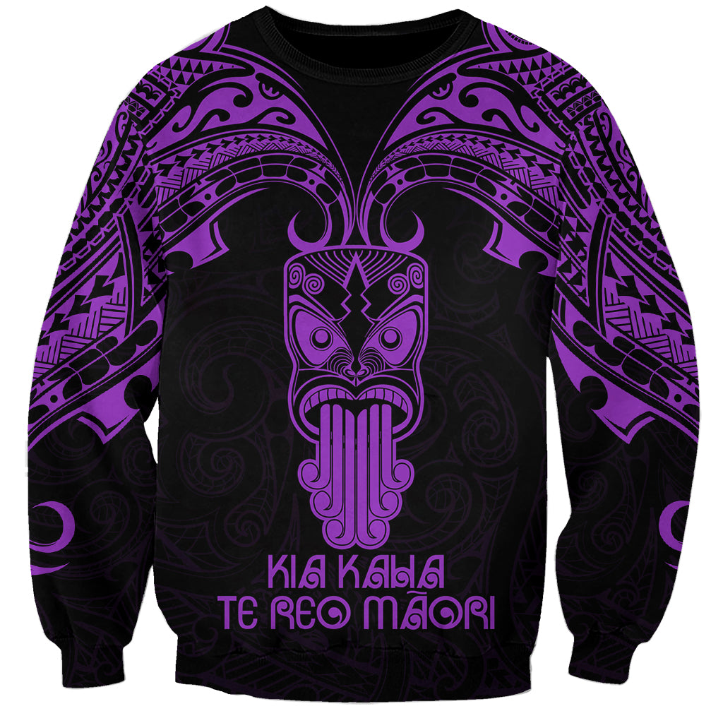 Personalised New Zealand Te Reo Maori Sweatshirt Kia Kaha Maori Language Week Purple Style LT9 Unisex Purple - Polynesian Pride