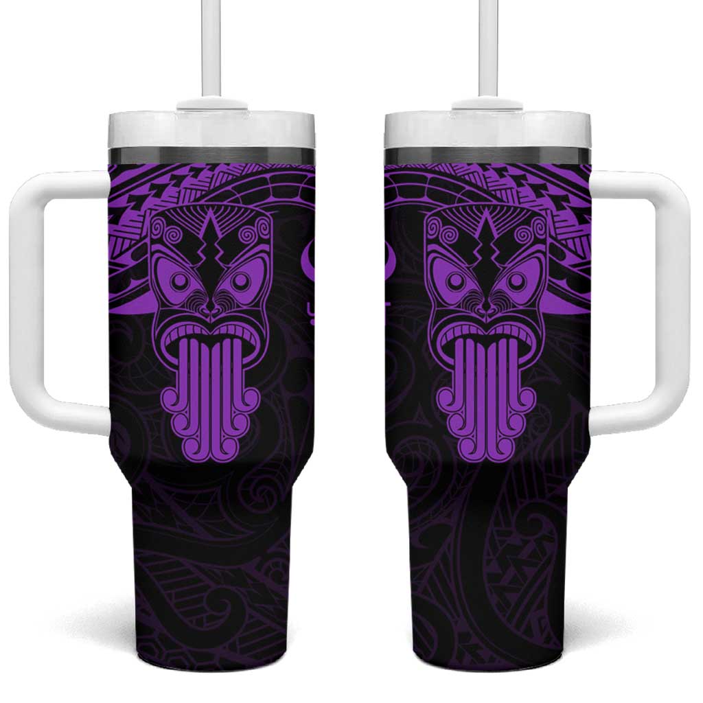 Personalised New Zealand Te Reo Maori Tumbler With Handle Kia Kaha Maori Language Week Purple Style