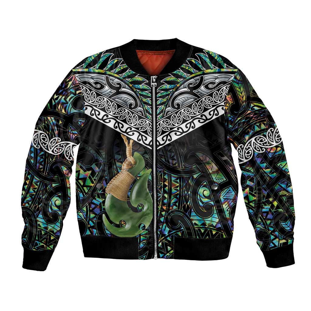 Personalised Maori Manaia Bomber Jacket New Zealand Tribal Hei Matau Papua Shell