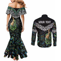 Personalised Maori Manaia Couples Matching Mermaid Dress and Long Sleeve Button Shirt New Zealand Tribal Hei Matau Papua Shell LT9 - Polynesian Pride