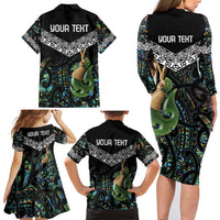 Personalised Maori Manaia Family Matching Long Sleeve Bodycon Dress and Hawaiian Shirt New Zealand Tribal Hei Matau Papua Shell LT9 - Polynesian Pride