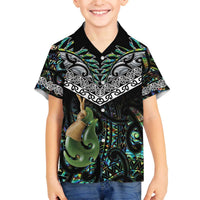 Personalised Maori Manaia Family Matching Puletasi and Hawaiian Shirt New Zealand Tribal Hei Matau Papua Shell LT9 Son's Shirt Green - Polynesian Pride