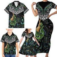 Personalised Maori Manaia Family Matching Short Sleeve Bodycon Dress and Hawaiian Shirt New Zealand Tribal Hei Matau Papua Shell LT9 - Polynesian Pride