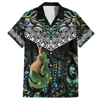 Personalised Maori Manaia Family Matching Short Sleeve Bodycon Dress and Hawaiian Shirt New Zealand Tribal Hei Matau Papua Shell LT9 Dad's Shirt - Short Sleeve Green - Polynesian Pride