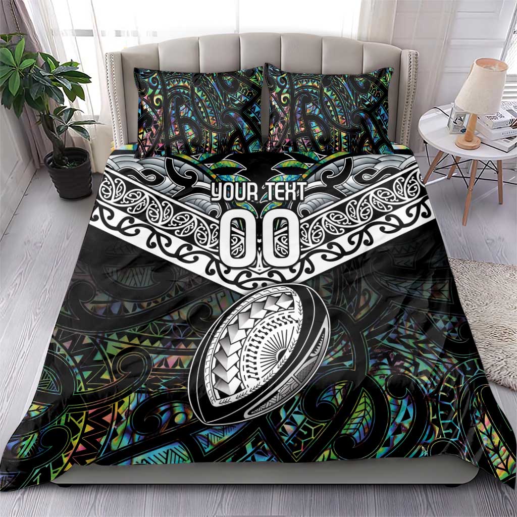 Custom New Zealand Bedding Set Maori Rugby Tattoo Papua Shell