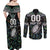 Custom New Zealand Couples Matching Off Shoulder Maxi Dress and Long Sleeve Button Shirt Maori Rugby Tattoo Papua Shell