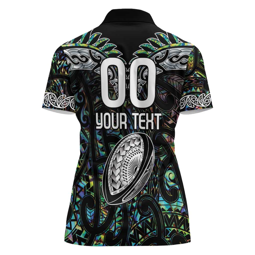 Custom New Zealand Women Polo Shirt Maori Rugby Tattoo Papua Shell