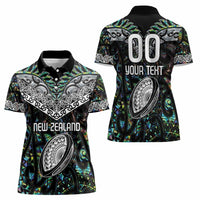 Custom New Zealand Women Polo Shirt Maori Rugby Tattoo Papua Shell