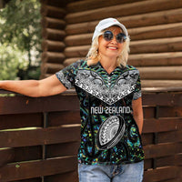 Custom New Zealand Women Polo Shirt Maori Rugby Tattoo Papua Shell