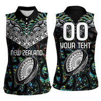 Custom New Zealand Women Sleeveless Polo Shirt Maori Rugby Tattoo Papua Shell