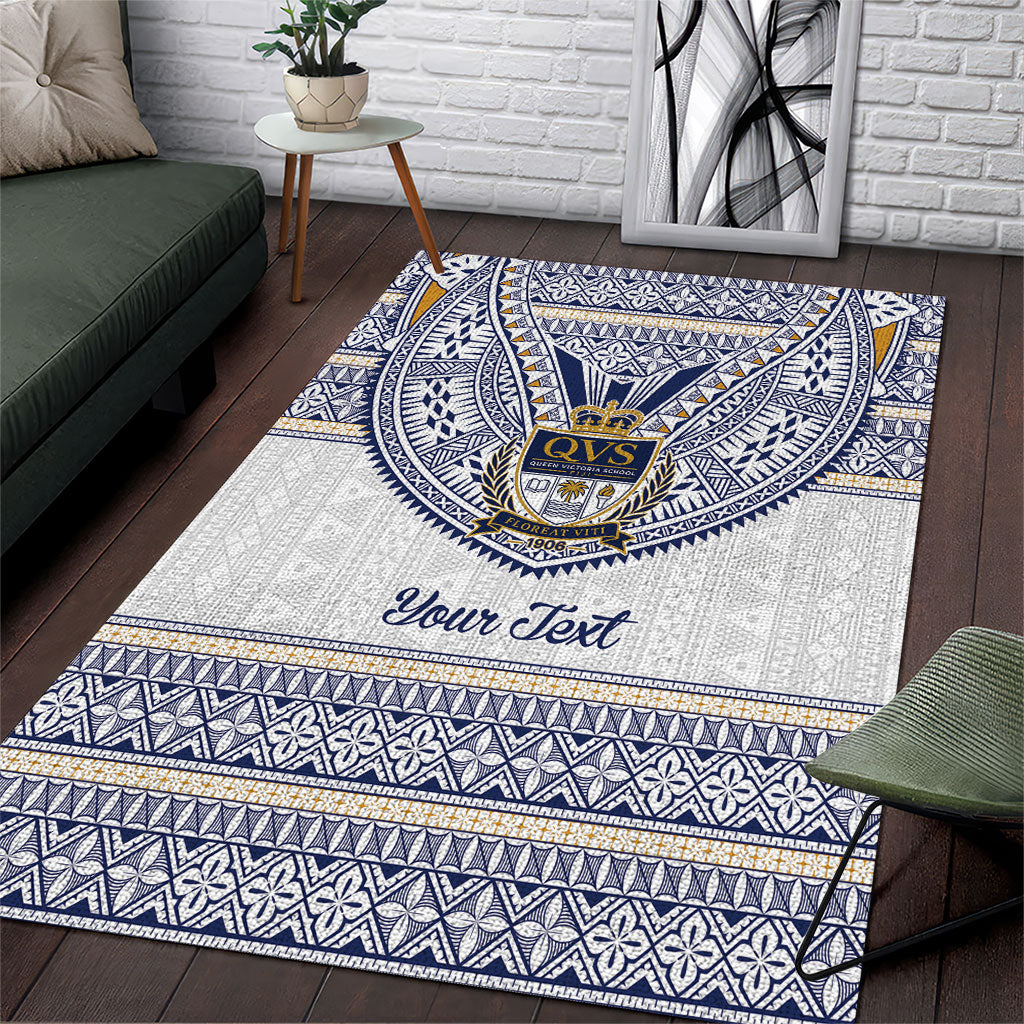 Fiji Queen Victoria School Personalised Area Rug QVS 120 Years Queen Victoria Alumni Legacy LT9 White - Polynesian Pride