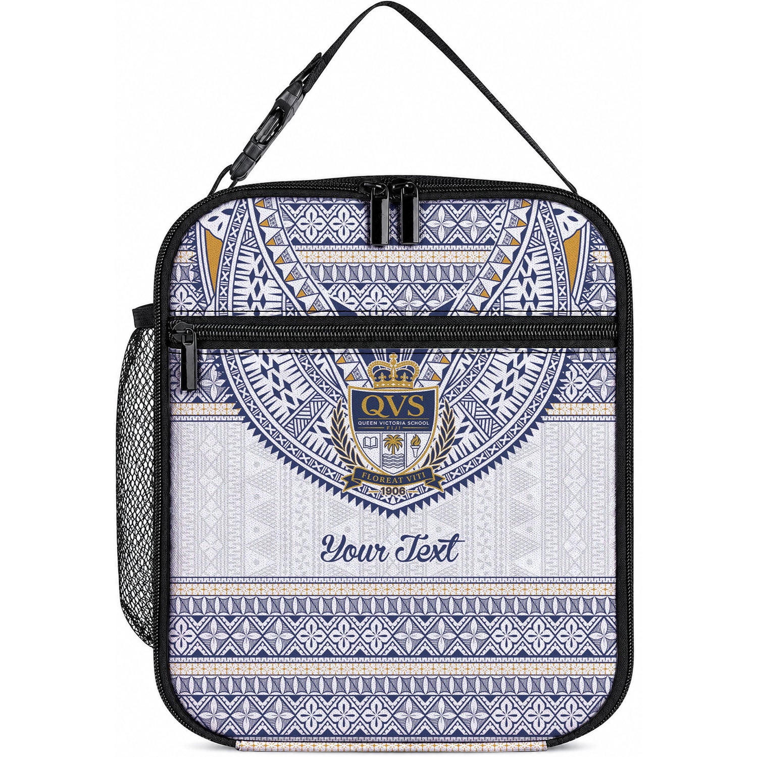 Fiji Queen Victoria School Personalised Lunch Bag QVS 120 Years Queen Victoria Alumni Legacy LT9 10.2 × 8.3 × 4.3 inch White - Polynesian Pride