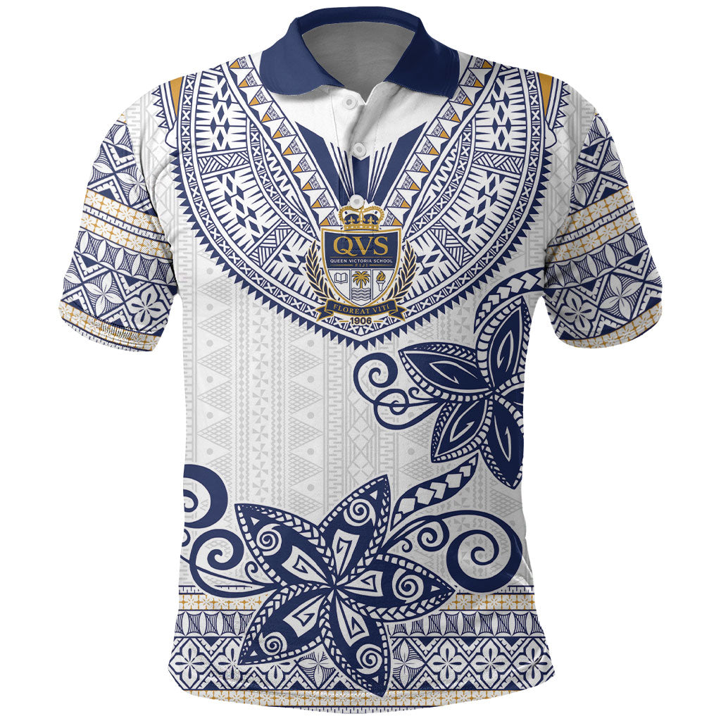 Fiji Queen Victoria School Personalised Polo Shirt QVS 120 Years Queen Victoria Alumni Legacy LT9 White - Polynesian Pride