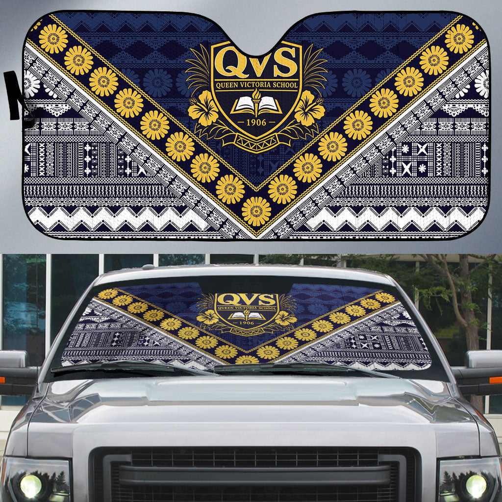 Fiji Queen Victoria School Auto Sun Shade QVS 1906 Generational School Legacy LT9 Blue - Polynesian Pride